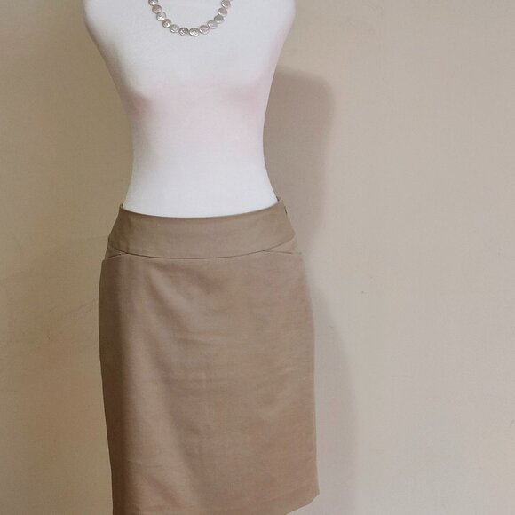 Nordstrom (HALOGEN) Hidden Zip Beige Straight Pencil Size 4 - Picture 1 of 3